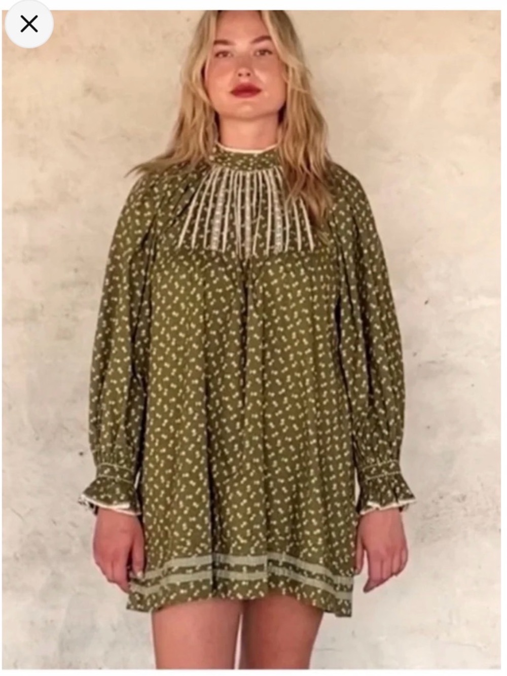 EUC Doen Beatrice Mini Dress in Cypress Green Calico Floral Print Size Small